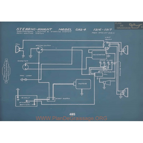 Stearns Knight Skl4 Schema Electrique 1916 1917 V2