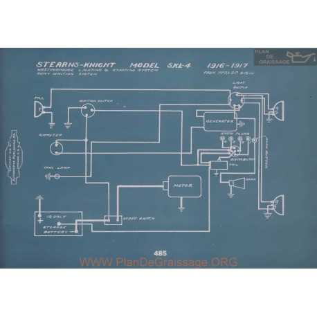 Stearns Knight Skl4 Schema Electrique 1916 1917 V2