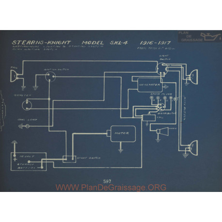 Stearns Knight Skl4 Schema Electrique 1916 1917 Westinghouse