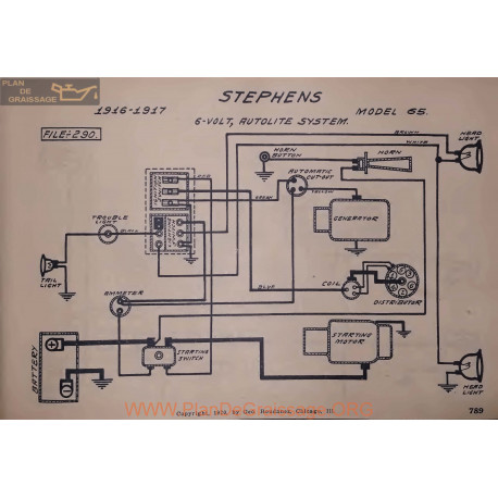 Stephens 65 6volt Schema Electrique 1916 1917 Autolite V2