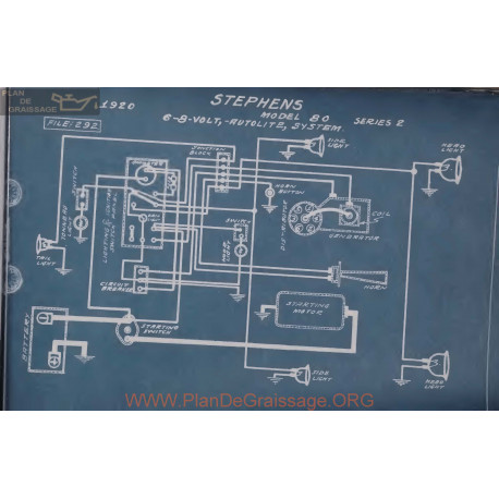 Stephens 80 Serie2 6volt 8volt Schema Electrique 1920 Autolite