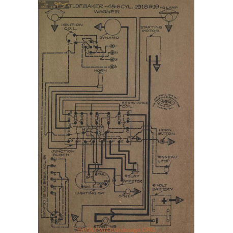 Studebaker 4cyl 6cyl Schema Electrique 1918 1919 Wagner