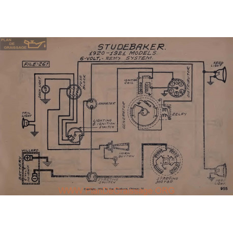 Studebaker 6volt Schema Electrique 1920 1921 Remy