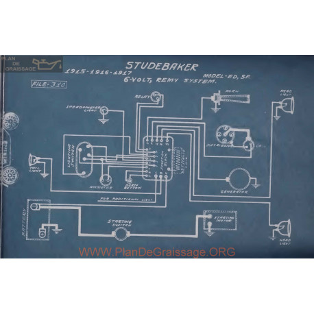 Studebaker Ed Sf 6volt Schema Electrique 1915 1916 1917 Remy