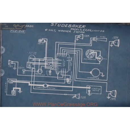 Studebaker Eu Eg Six 6volt Schema Electrique 1920 Wagner