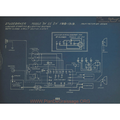 Studebaker Sh Eg Eh Schema Electrique 1918 1919 Wagner