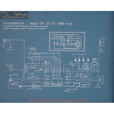 Studebaker Sh Eg Eh Schema Electrique 1918 1919