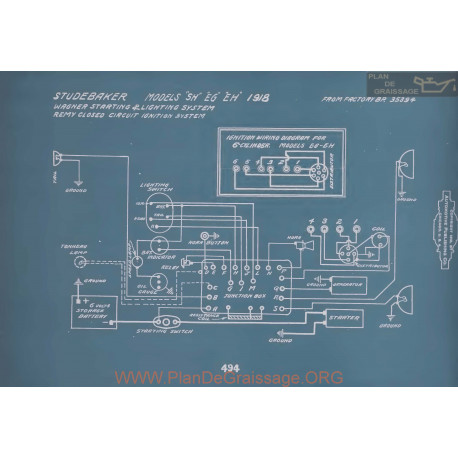 Studebaker Sh Eg Eh Schema Electrique 1918