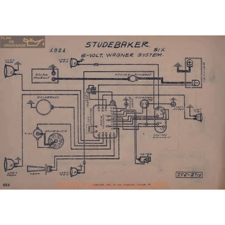 Studebaker Six 6volt Schema Electrique 1921 Wagner V5