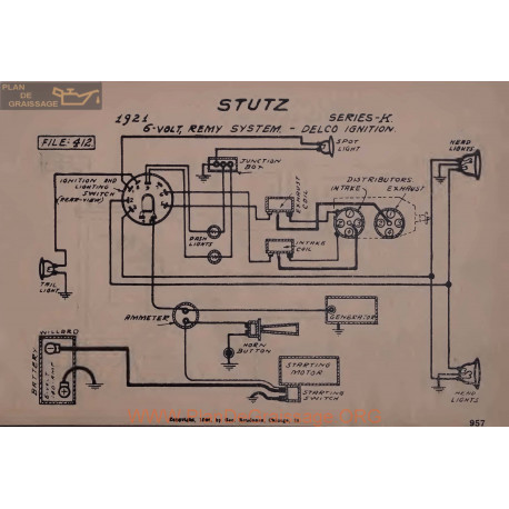 Stutz K 6volt Schema Electrique 1921 Remy Delco