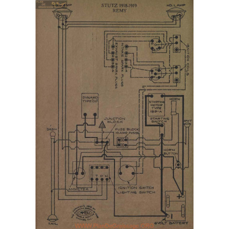 Stutz Schema Electrique 1918 1919 Remy
