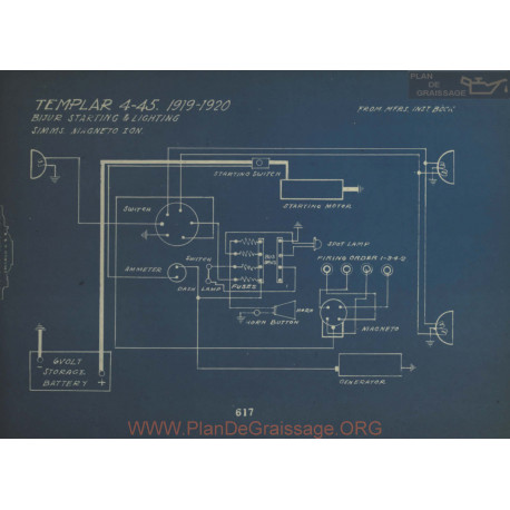 Templar 4 45 Schema Electrique 1919 1920 Bijur