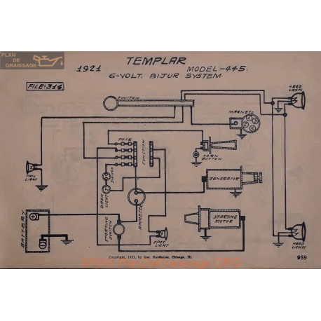 Templar 445 6volt Schema Electrique 1921 Bijur