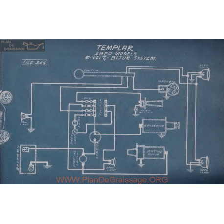 Templar All Models 6volt Schema Electrique 1920 Bijur