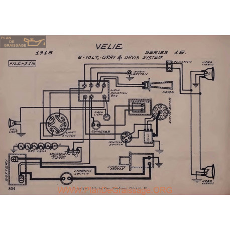 Velie 15 6volt Schema Electrique 1915 Gray & Davis ver2