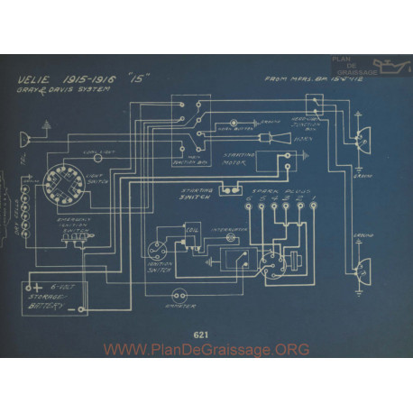 Velie 15 Schema Electrique 1915 1916 Gray & Davis