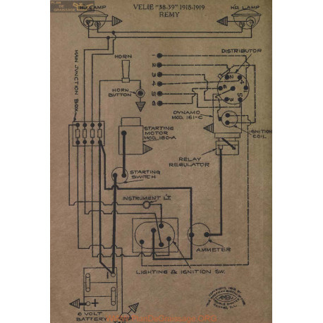 Velie 38 39 Schema Electrique 1918 1919 Remy V2