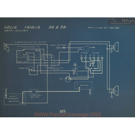 Velie 38 39 Schema Electrique 1918 1919 Remy