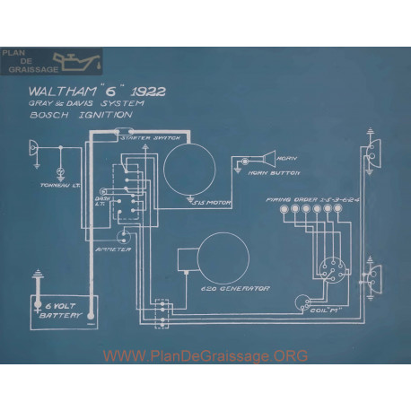 Waltham 6 Schema Electrique 1922