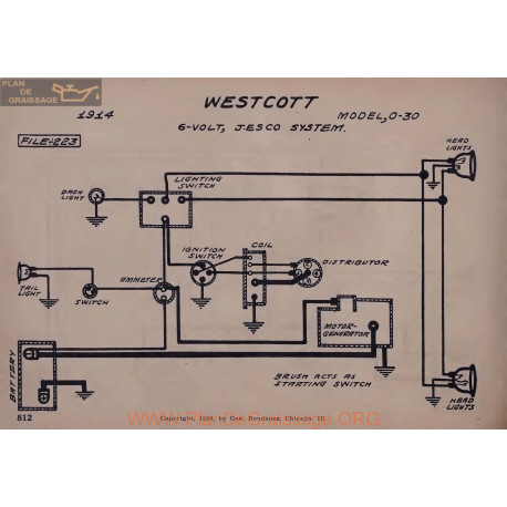 Westcott 0 30 6volt Schema Electrique 1914 Jesco V2