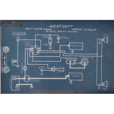 Westcott 17 18 19 6volt Schema Electrique 1917 1918 1919 Delco