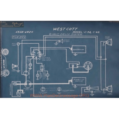 Westcott C38 C48 6volt Schema Electrique 1919 1920 Delco
