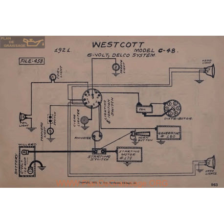 Westcott C48 6volt Schema Electrique 1921 Delco