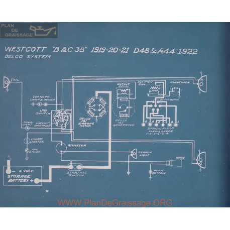 Westcott D48 R44 Schema Electrique 1922