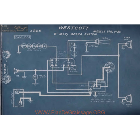 Westcott U6 3 35 6volt Schema Electrique 1915 Delco