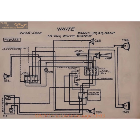 White 30 40 60 Hp 18volt Schema Electrique 1915 1916 White