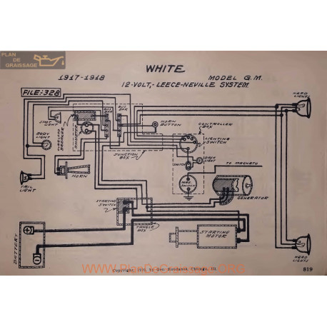 White G M 12volt Schema Elctrique 1918 1917 Leece Neville