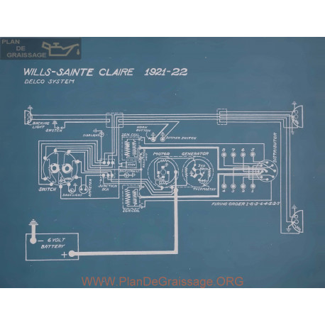 Wills Sainte Claire Schema Electrique 1921 1922