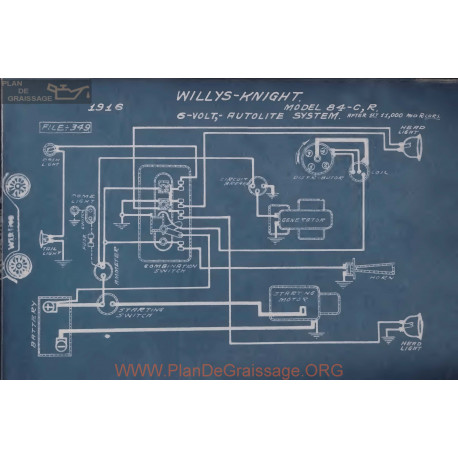 Willys Knight 84 C R 6volt Schema Eelctrique 1916 Autolite