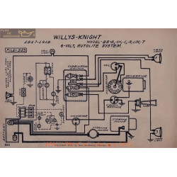 Willys Knight 88 8 Sn Lim T 6volt Schema Electrique 1917 1918 Autolite