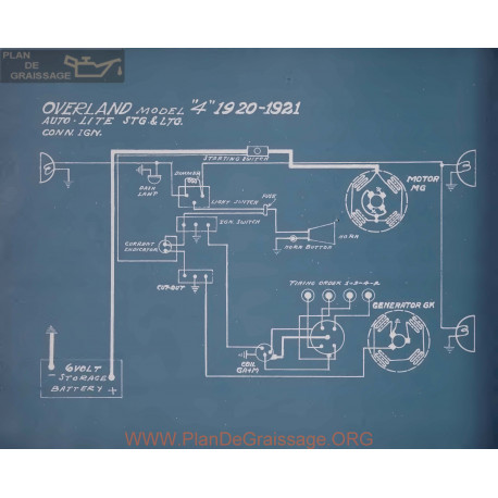 Willys Overland 4 Schema Electrique 1920 1921