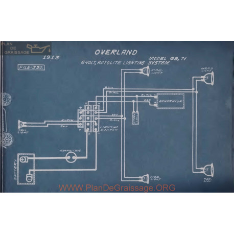 Willys Overland 69 71 6volt Schema Electrique 1913 Autolite