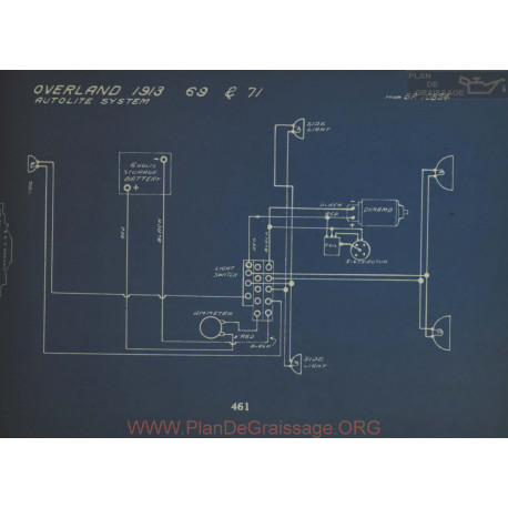 Willys Overland 69 71 Schema Electrique 1913 Autolite