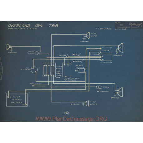 Willys Overland 79b Schema Electrique 1914 Gray & Davis