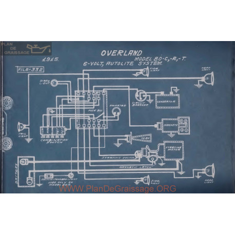 Willys Overland 80 C R T 6volt Schema Electrique 1915 Autolite