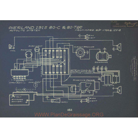 Willys Overland 80c 80tr Schema Electrique 1915 Autolite