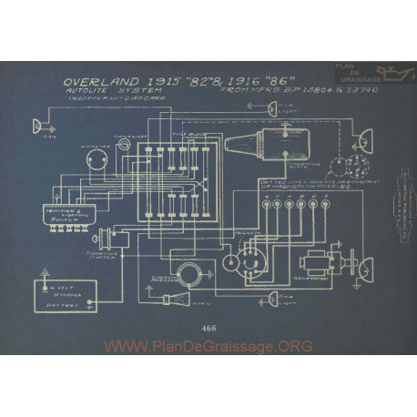 Willys Overland 82 86 Schema Electrique 1915 1916 Autolite