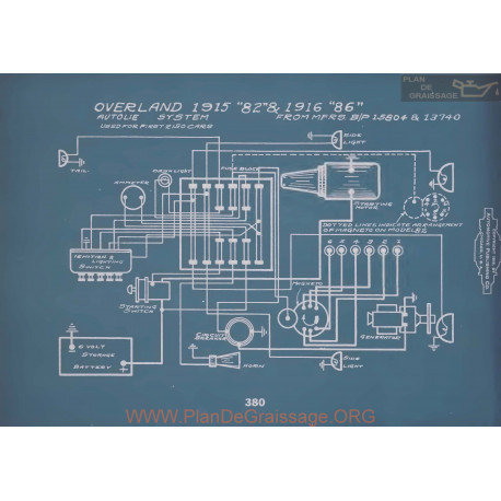 Willys Overland 82 86 Schema Electrique 1915 1916