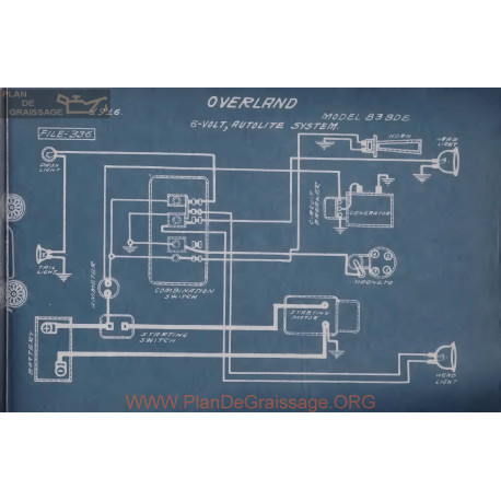 Willys Overland 83 Bde 6volt Schema Electrique 1916 Autolite