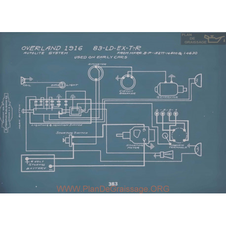 Willys Overland 83ld 83ex 83tr Schema Electrique 1916