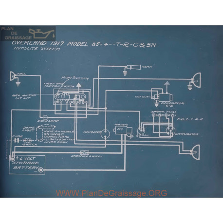 Willys Overland 85 4 T R C Sn Schema Electrique 1917