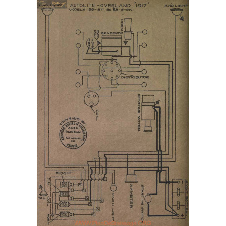 Willys Overland 86 88 8t Schema Electrique 1917 Autolite