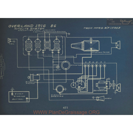 Willys Overland 86 Schema Electrique 1916 Autolite