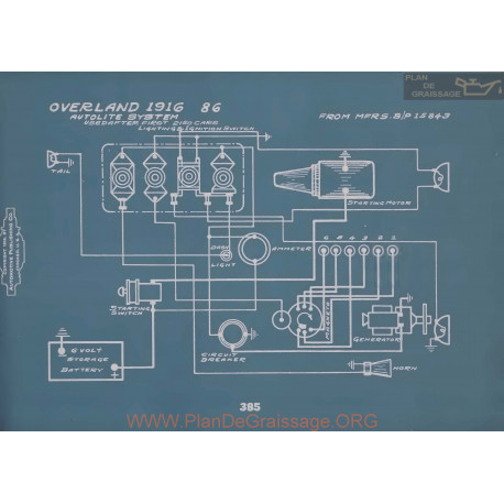 Willys Overland 86 Schema Electrique 1916