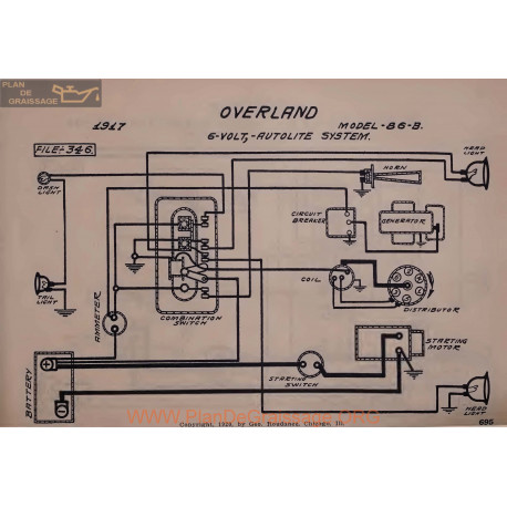 Willys Overland 86b 6volt Schema Electrique 1917 Autolite