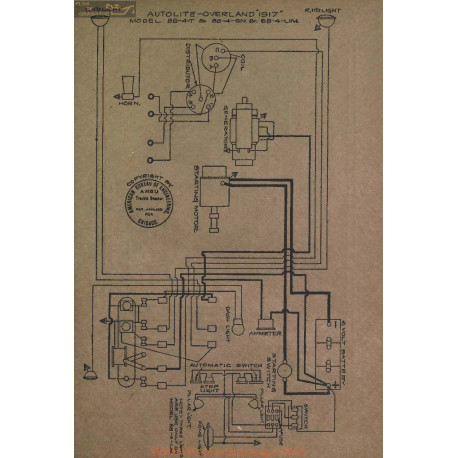 Willys Overland 88 Lim Schema Electrique 1917 Autolite